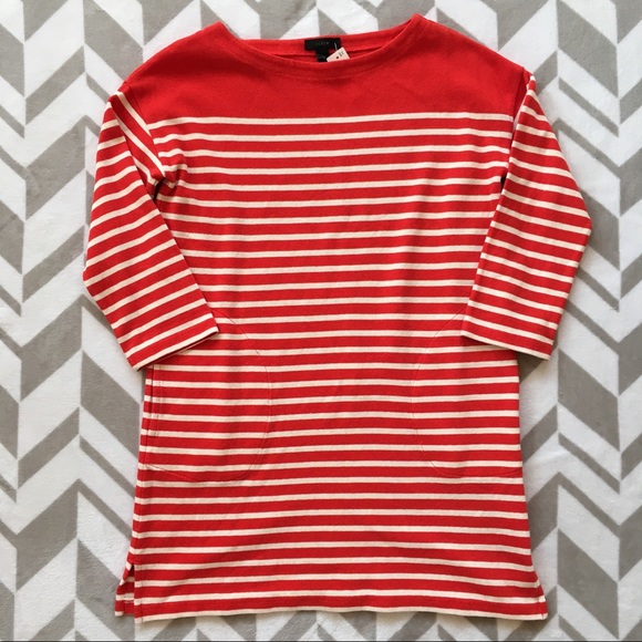 J. Crew Tops - NWT J. Crew Striped Boatneck Tunic - Red / White